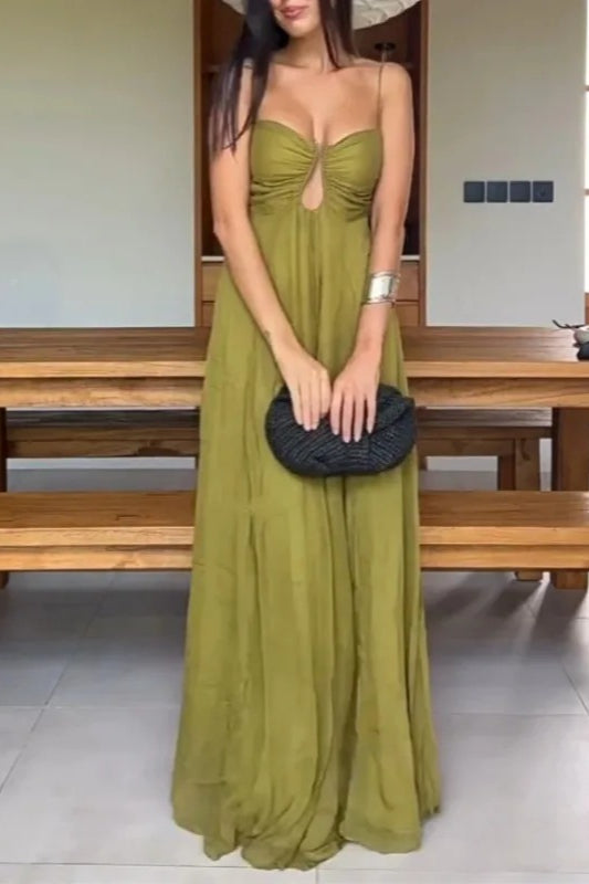 Spaghetti-Strap Maxi Dress with Cutout Details