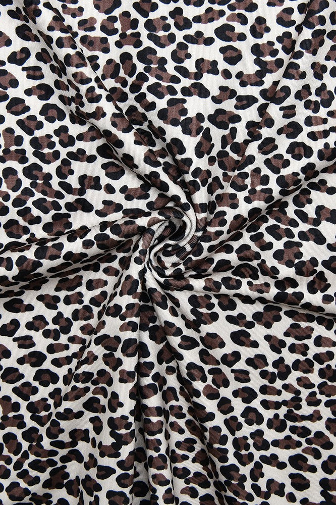 Leopard-Print Open-Back Mini Dress with a Halter Neck