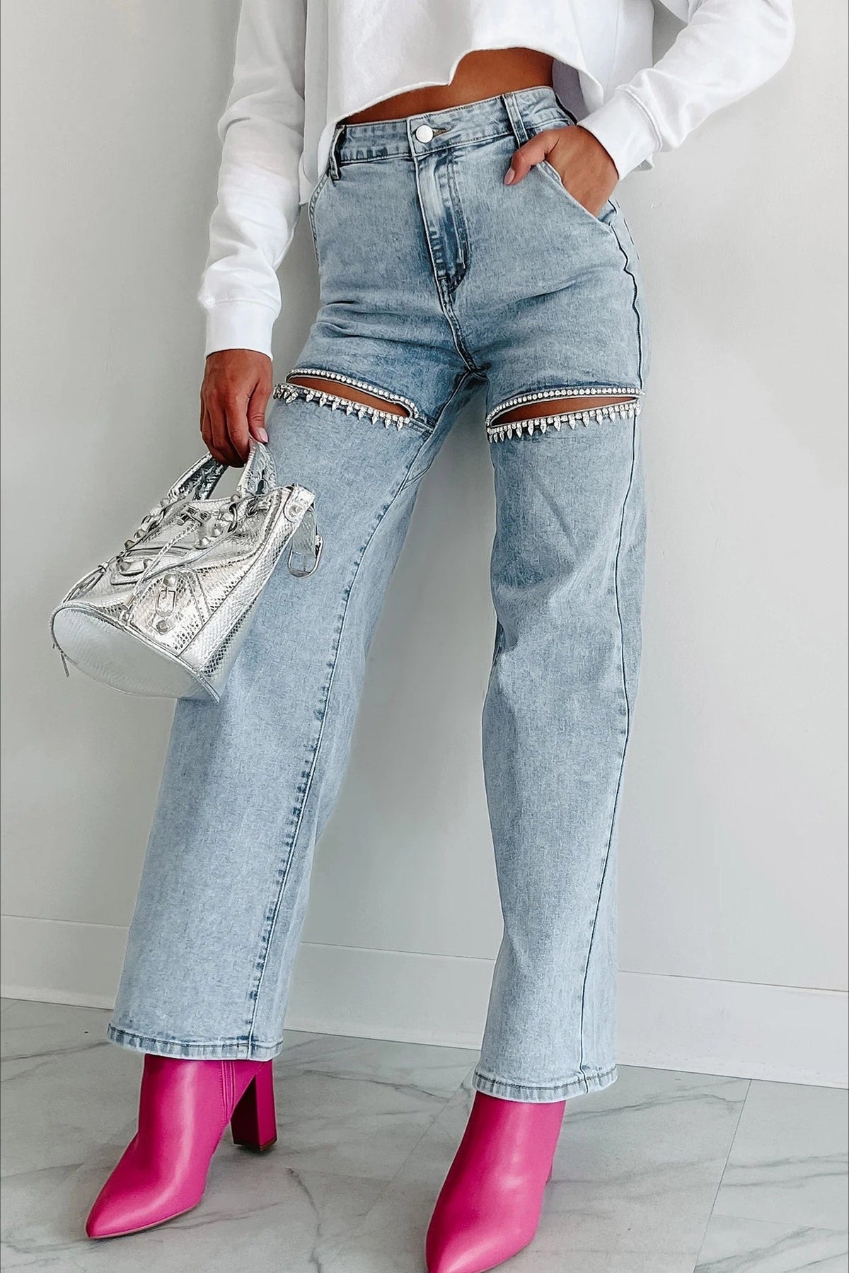 High-Rise Washed Jeans