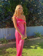 Bias-Cut Draped Asymmetric Dress