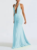 Halterneck Mermaid Dress with an Open Back