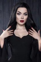 Bell-Sleeve Gothic Dress with a V-Neck