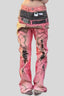 Pink Flared Graphic Jeans