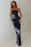 Black Printed Bodycon Strapless Dress