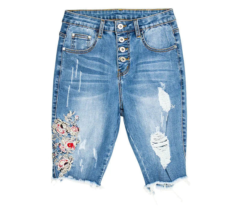 Fitted Jeans with Embroidery