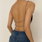 Strappy Open-Back Cropped Cami Top