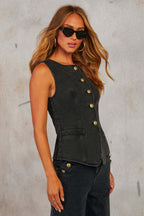 Wide-Leg Denim Cropped Top & Pants Set