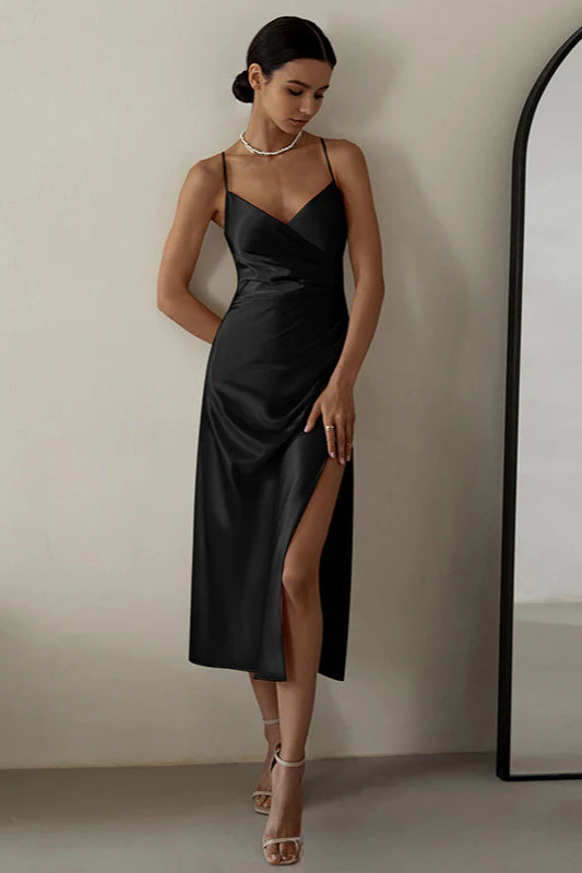 V-Neck Satin Bodycon Maxi Dress Main image
