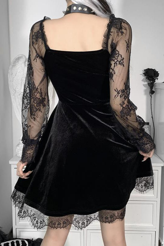High-Rise Gothic Dress with a Round Neck