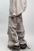 Wide-Leg Denim Washed Jeans