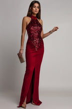 Sequined Velvet Bodycon Midi Dress