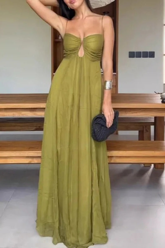 Spaghetti-Strap Maxi Dress with Cutout Details