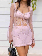 Top & Skirt Set with a Sweetheart Neck