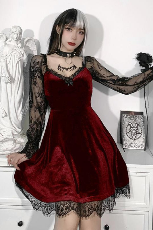 High-Rise Gothic Dress with a Round Neck