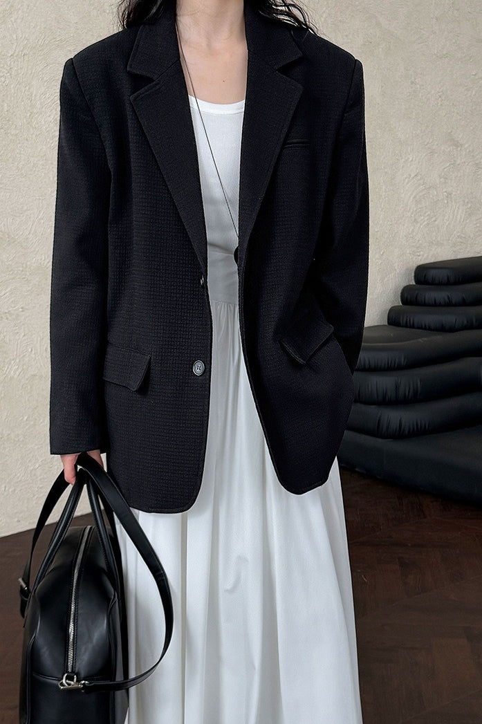 Waffle-Texture Oversized Blazer