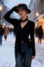 Ribbed Long-Sleeve Top with a V-Neck