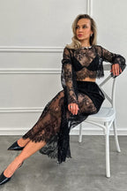 Sheer Tiered Co-Ord Set with Lace Details