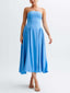 Strapless Pleated Midi Dress