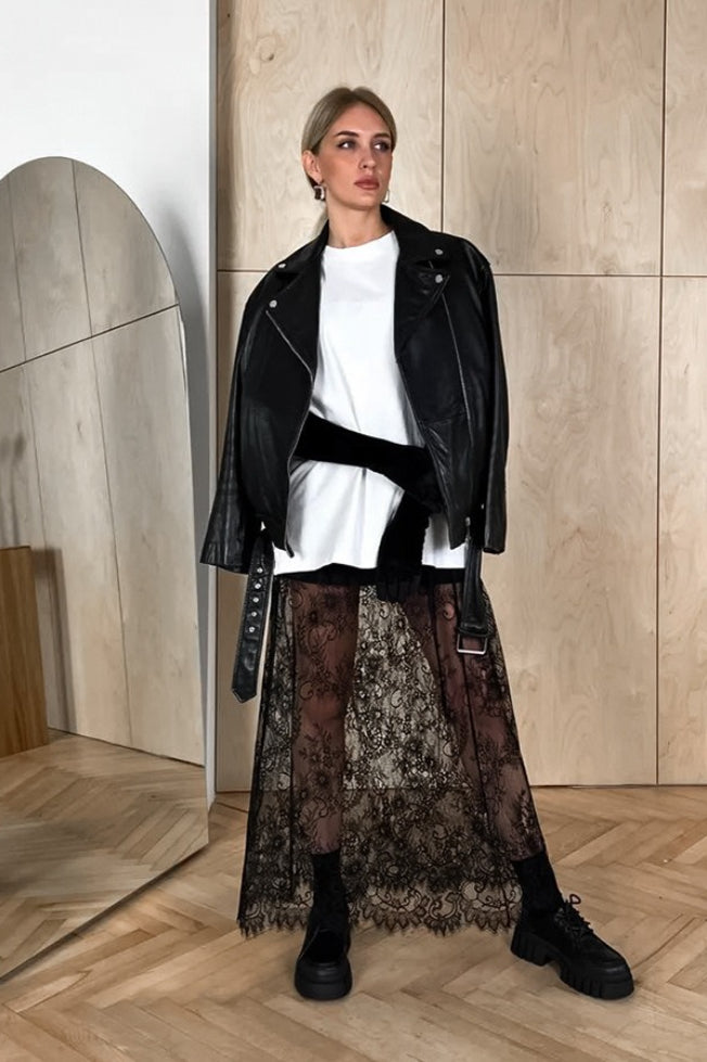 Sheer Tiered Co-Ord Set with Lace Details