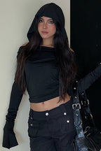 V-Neck Hooded Hoodie