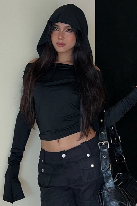 V-Neck Hooded Hoodie
