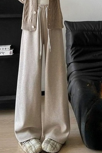High-Rise Knit Draped Pants