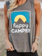 Printed Sleeveless T-Shirt with a Round Neck
