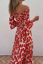 A-Line Smocked Dress with an Off-Shoulder Neck