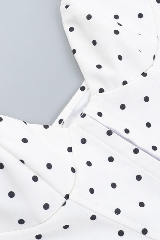 Polka-Dot Corset Top with a V-Neck