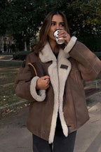Suede Relaxed-Fit Lapel-Collar Coat