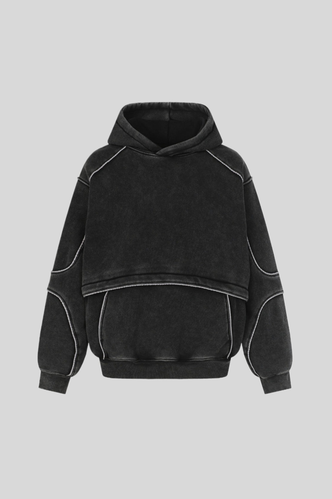 Oversized Washed Hoodie with Panel Seams