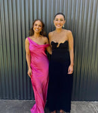 Bias-Cut Draped Asymmetric Dress