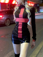 Scarlet Cross Turtleneck Knit Top Black / S