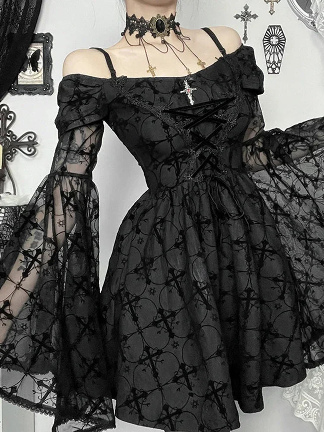 Angry Flare Sleeve Mini Dress Black / S Main image