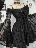 Angry Flare Sleeve Mini Dress Black / S