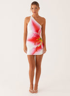 Strappy Cross-Back Mini Dress with an Off-Shoulder Neck