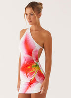 Strappy Cross-Back Mini Dress with an Off-Shoulder Neck