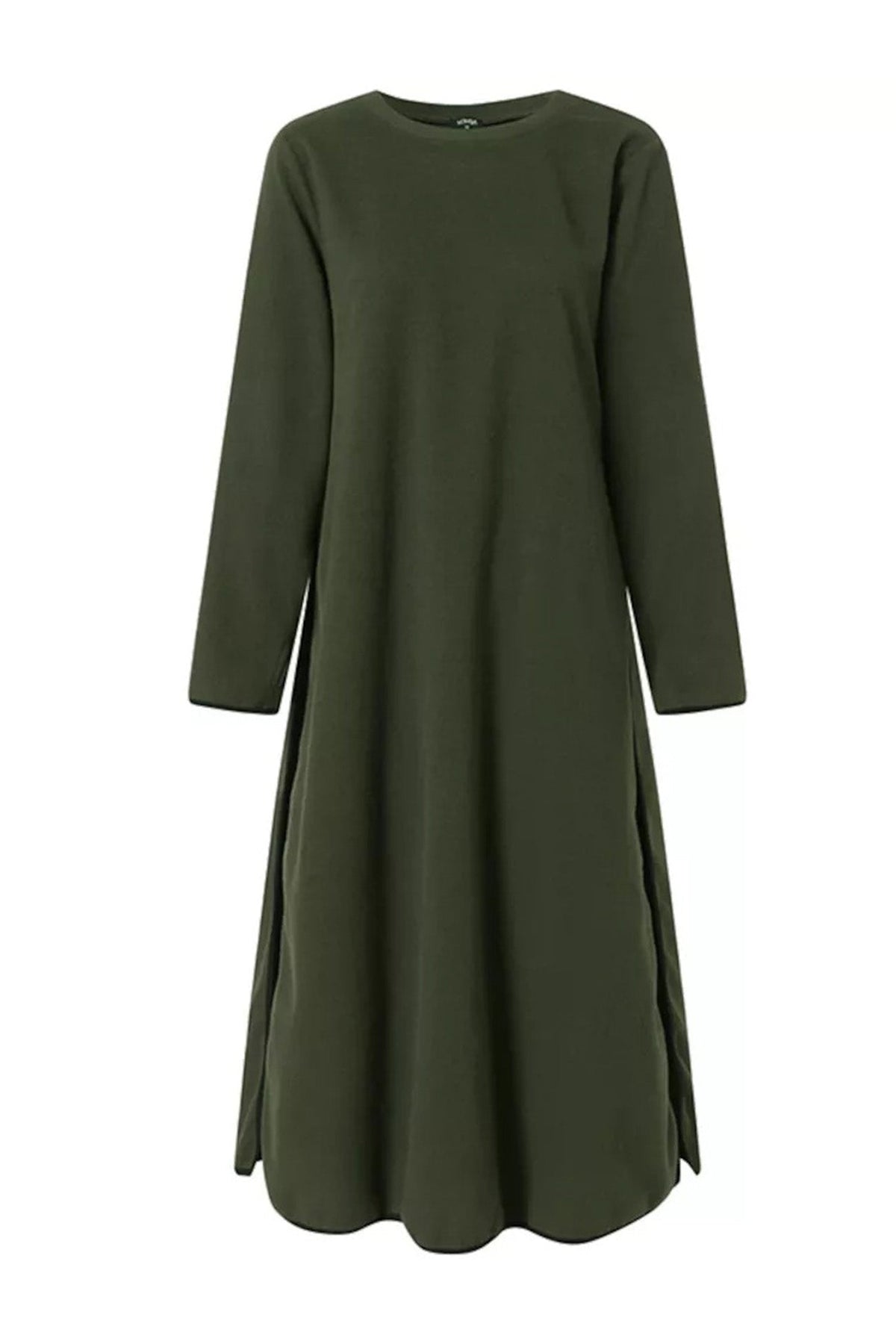 Knit Relaxed-Fit Midi Dress with Lace Details