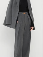 Middle Waist Solid Trendy Pocket Straight Leg Pants Pants