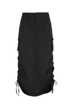 Ruched Pocket-Detail Midi Skirt with a Split Detail