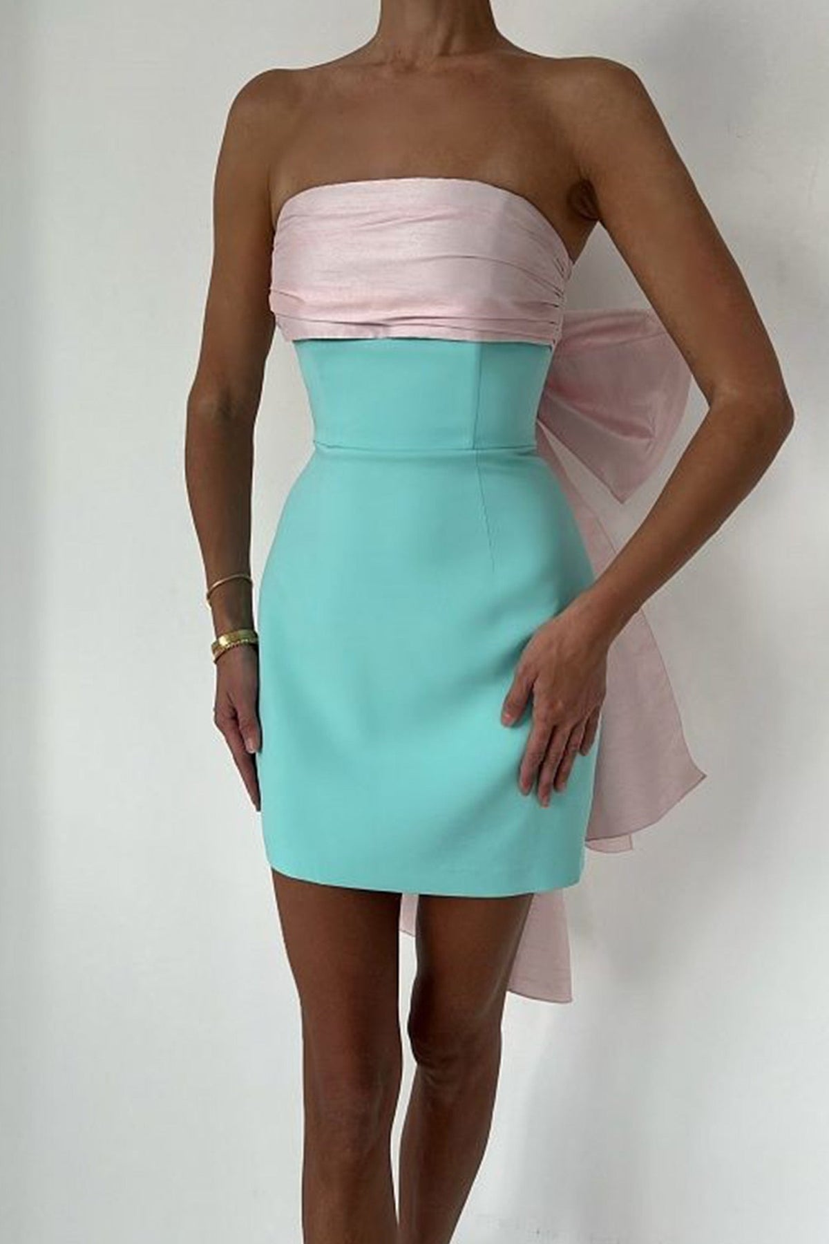 Strapless Bow-Detail Mini Dress