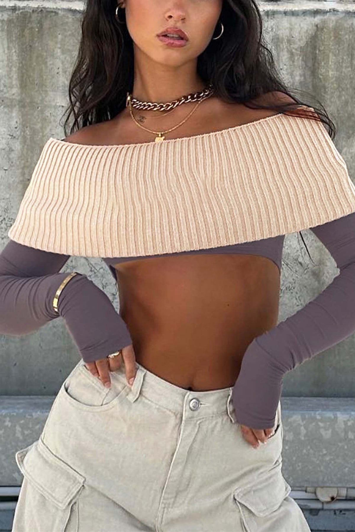 Off-Shoulder Long-Sleeve Top