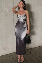Black Ombré Bodycon Strappy Dress