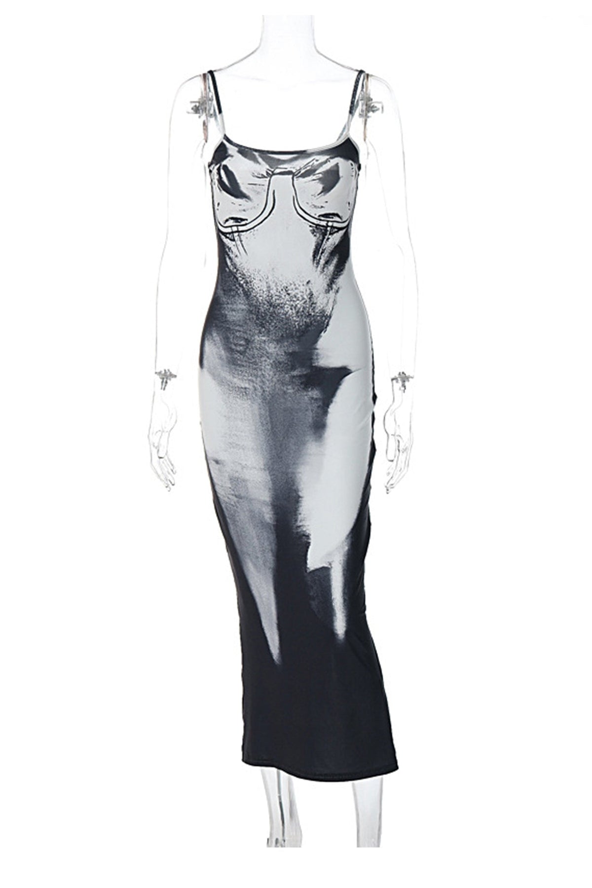 Black Ombré Bodycon Strappy Dress