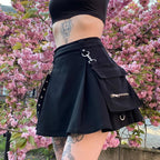 Pocket A-line Preppy Street Skirt black / S