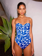 Blue Blazer High Waist Belt Swimsuit One Piece Blue2 / S onepiece-250223