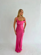 Bias-Cut Draped Asymmetric Dress