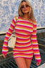 Striped Contrast-Detail Mini Dress