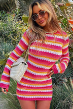 Striped Contrast-Detail Mini Dress