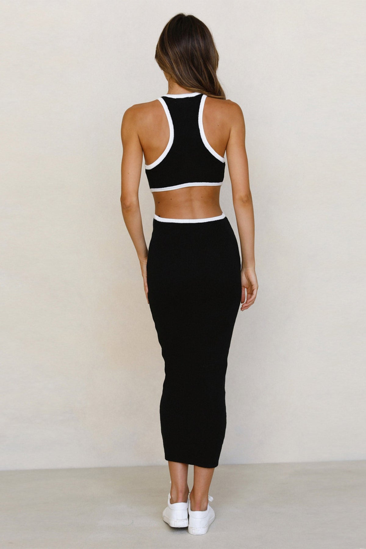 Crewneck Bodycon Cutout Maxi Dress